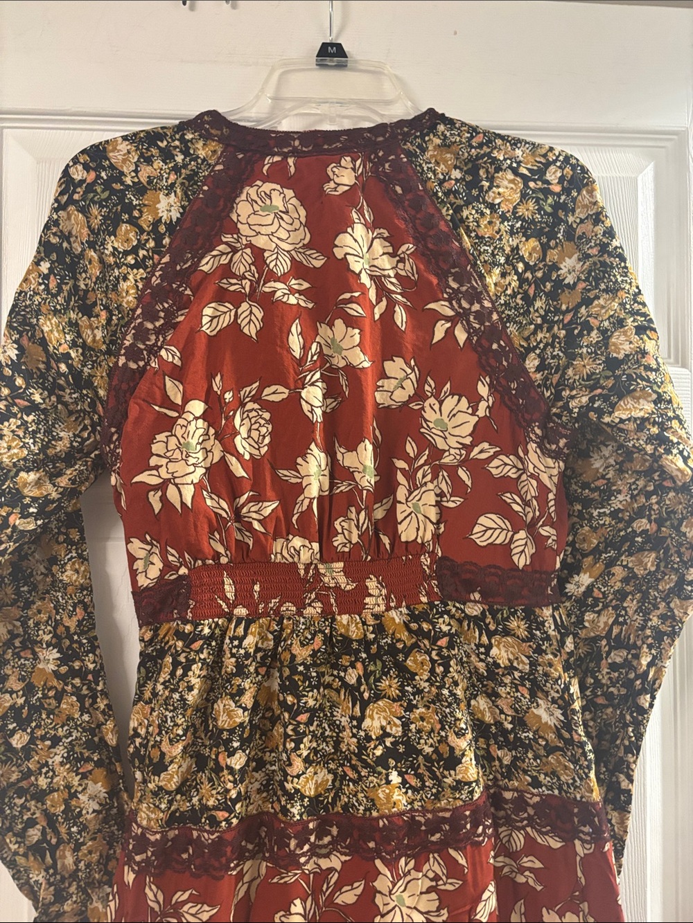 Free People Rust and Black Floral Maxi Wrap Dress - Picture 4 of 5